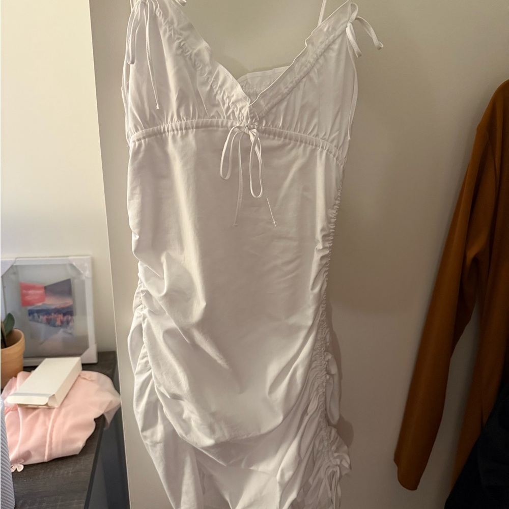 Zara White Chemise with Ruched Details